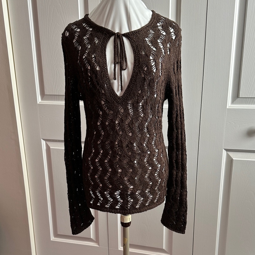 LOFT Brown Open-Knit Sweater